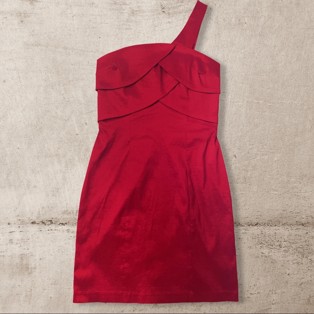 Bright Red one shoulder dress